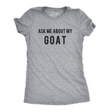 Womens Ask Me About My Goat Flip Up T Shirt Cute Farm Animal Slim Fit Tee