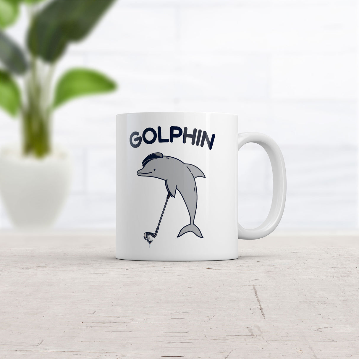 Golphin Mug Funny Sarcastic Golfing Dolphin Graphic Novelty Coffee Cup-11oz