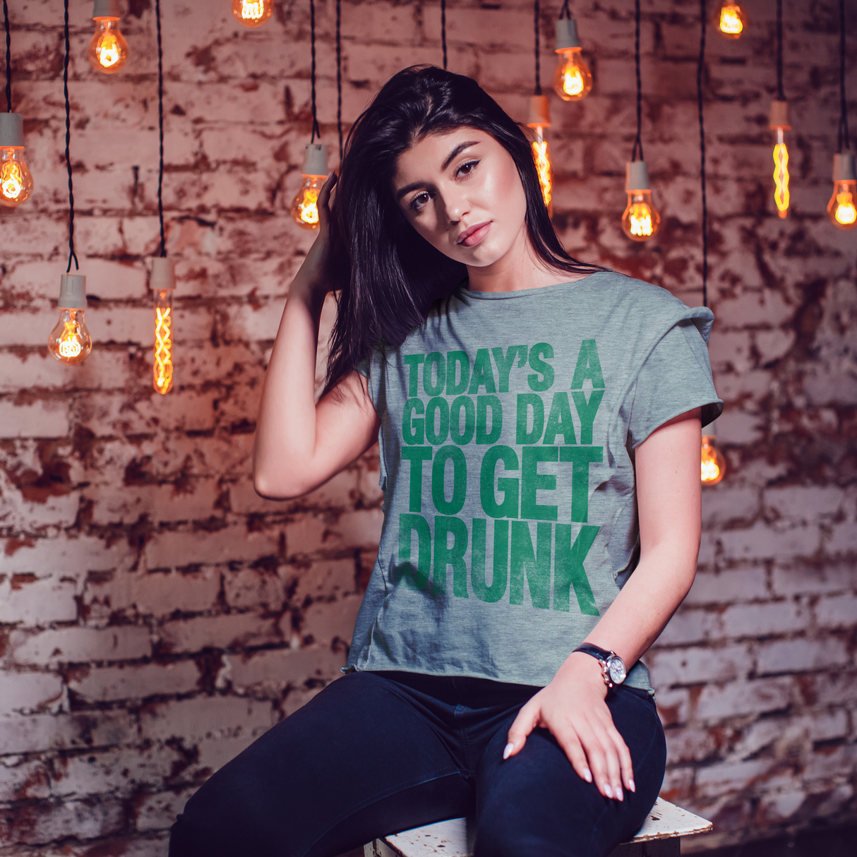 Womens Good Day To Get Drunk Funny Drinking Saint St Patricks Day Lucky T Shirt