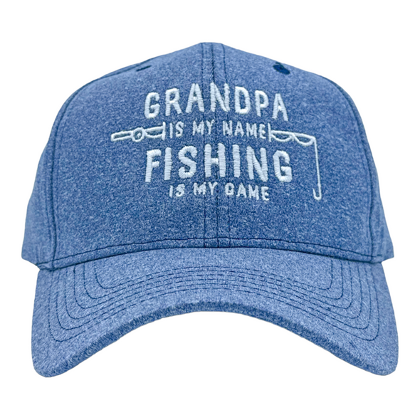 Grandpa Is My Name Fishing Is My Game Hat Funny Fathers Day Fisherman Cap