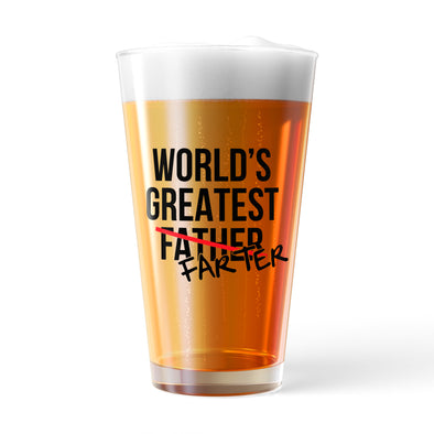 Worlds Greatest Farter Pint Glass Funny Sarcastic Father's Day Gift Novelty Cup-16 oz