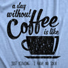 Womens A Day Without Coffee Is Like Just Kidding I Have No Idea T shirt Funny