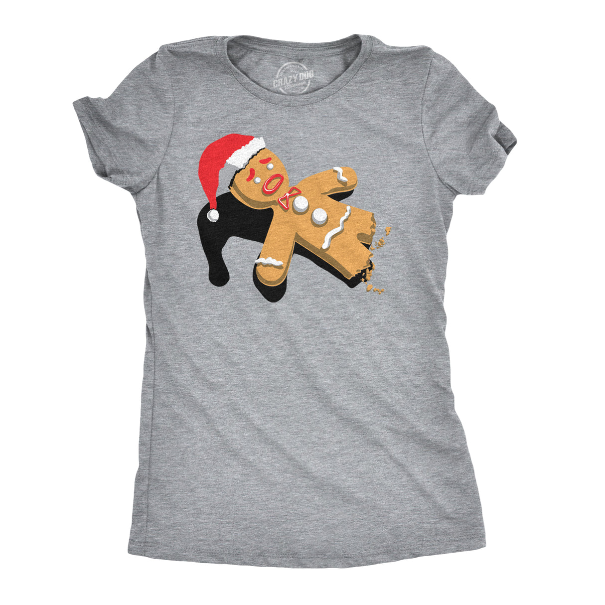 Womens Half-Eaten Gingerbread Tshirt Funny Christmas Cookies Tee