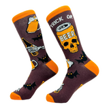 Men's Trick Or Beer Socks Funny Spooky Halloween Beer Drinking Lovers Footwear