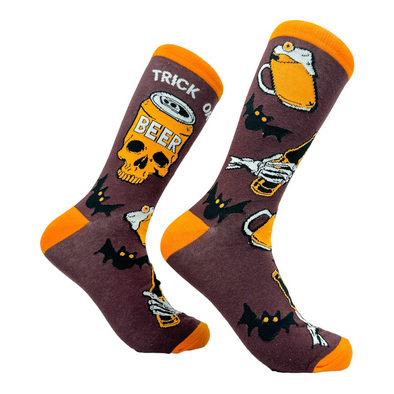 Men's Trick Or Beer Socks Funny Spooky Halloween Beer Drinking Lovers Footwear