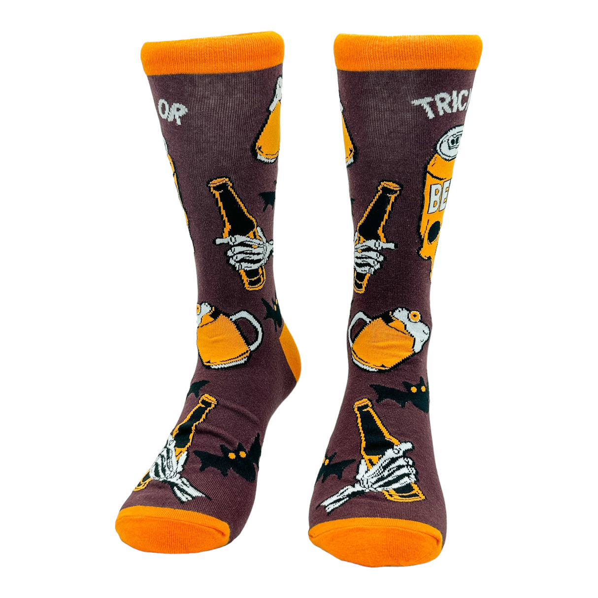 Men's Trick Or Beer Socks Funny Spooky Halloween Beer Drinking Lovers Footwear