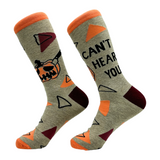 Men's I Cant Hear You Socks Funny Cut Halloween Pumpkin Joke Footwear