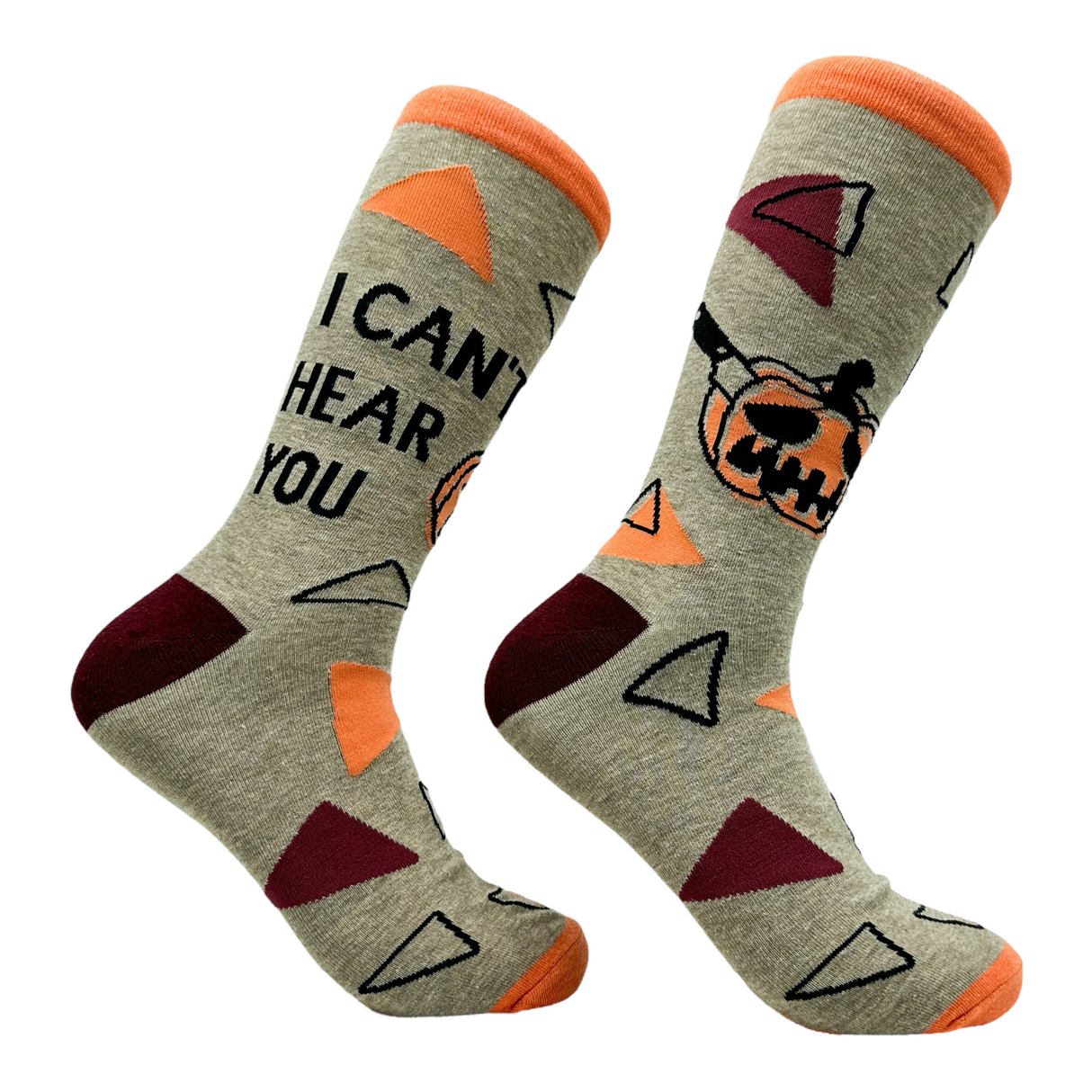 Men's I Cant Hear You Socks Funny Cut Halloween Pumpkin Joke Footwear