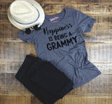 Womens Happiness Is Being a Grammy Funny T shirt Gift Grandmother for Grandma