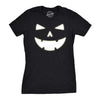 Womens Happy Tooth Glow in the Dark Pumpkin T Shirt Face Halloween Tee For Ladies