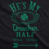 Womens Hes My Drunker Half Funny Party Couple Pub Crawl Shamrock Cute T Shirt