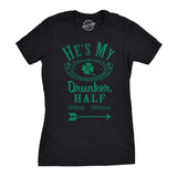 Shes and Hes My Drunker Half Shirt Funny Party Couple Pub Crawl Graphic Shamrock Apparel