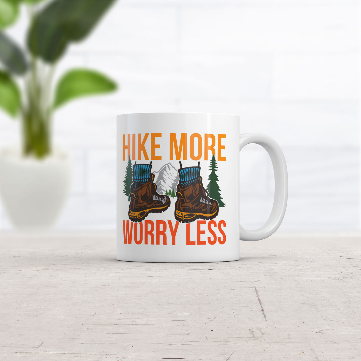 Hike More Worry Less Mug Funny Sarcastic Nature Graphic Novelty Coffee Cup-11oz