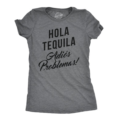 Womens Hola Tequila Adios Problemas Funny Shirts Hilarious Vintage Novelty T shirt