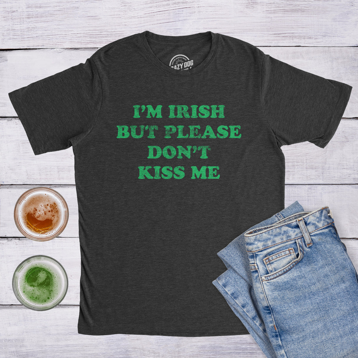 Mens I'm Irish But Please Don't Kiss Me Tshirt Funny St Patricks Day Party Novelty Tee