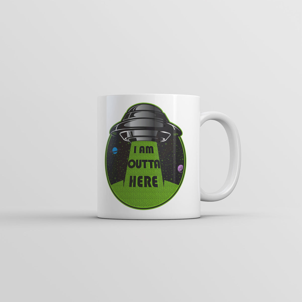 I Am Outta Here Mug Funny Alien UFO Novelty Coffee Cup-11oz