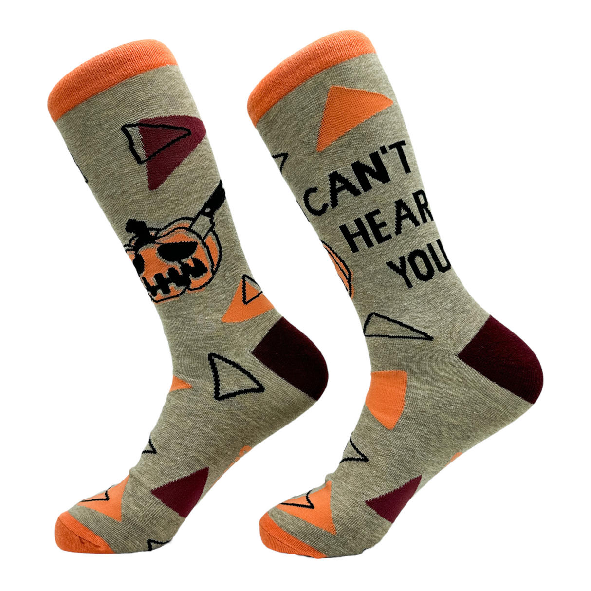 Women's I Cant Hear You Socks Funny Cut Halloween Pumpkin Joke Footwear