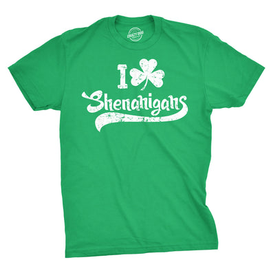 Mens I Clover Shenanigans T Shirt Funny Irish Clover St Saint Patricks Day Tee