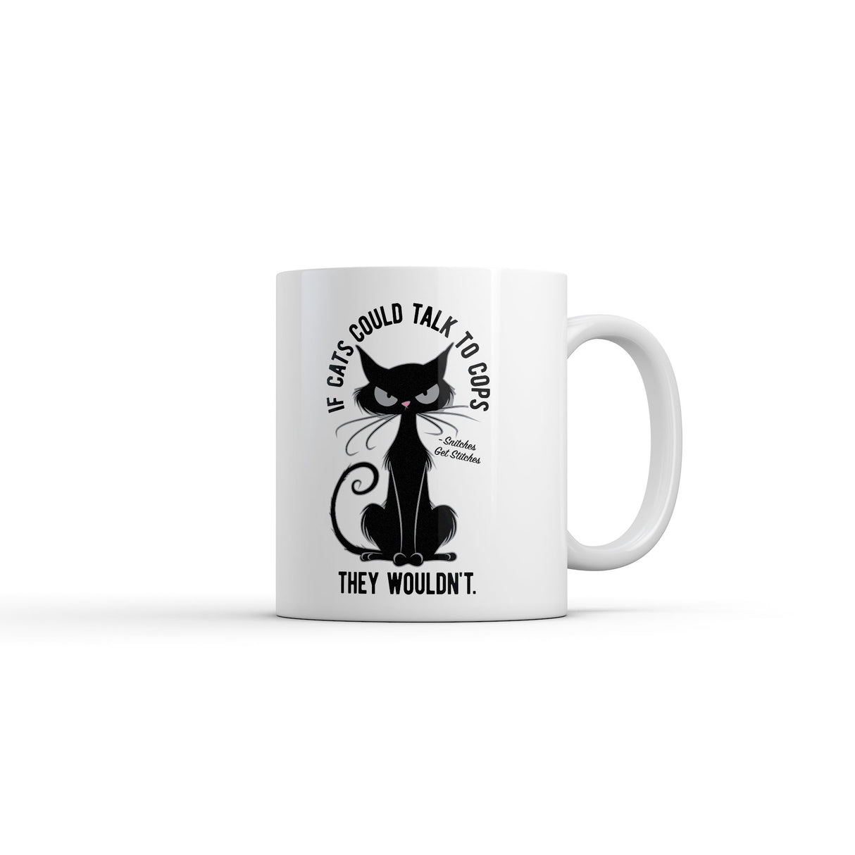 If Cats Could Talk to Cops They Wouldn’t Mug Funny Sarcastic Kitten Graphic Novelty Coffee Cup-11oz