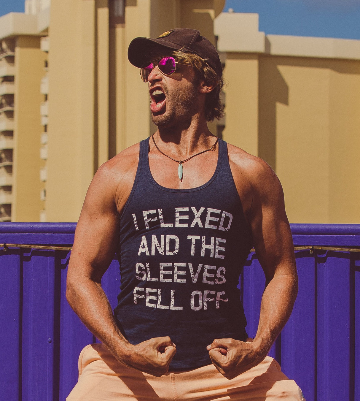 Mens I Flexed and the Sleeves Fell Off Tank Top Funny Sleeveless Gym Workout Shirt