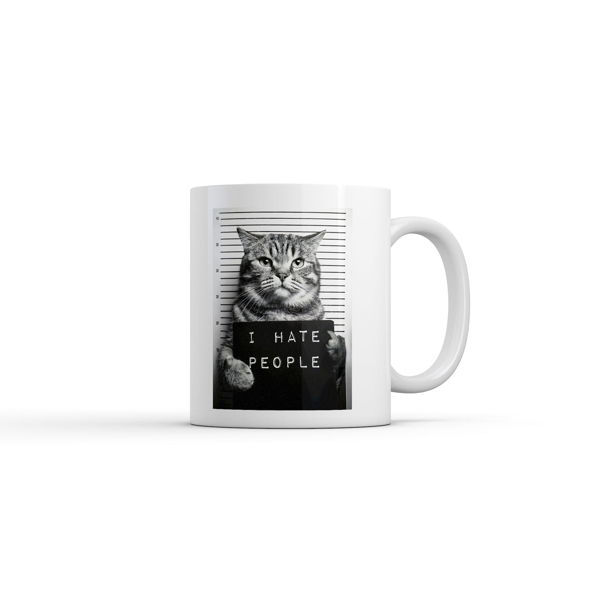 I Hate People Cat Mugshot Mug Funny Sarcastic Graphic Novelty Coffee Cup-11oz