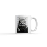 I Hate People Cat Mugshot Mug Funny Sarcastic Graphic Novelty Coffee Cup-11oz