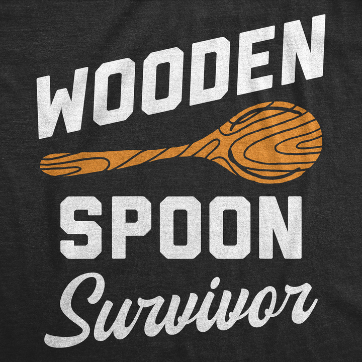 Mens Funny T Shirts Wooden Spoon Survivor Sarcastic Parenting Graphic Novelty Tee for Men
