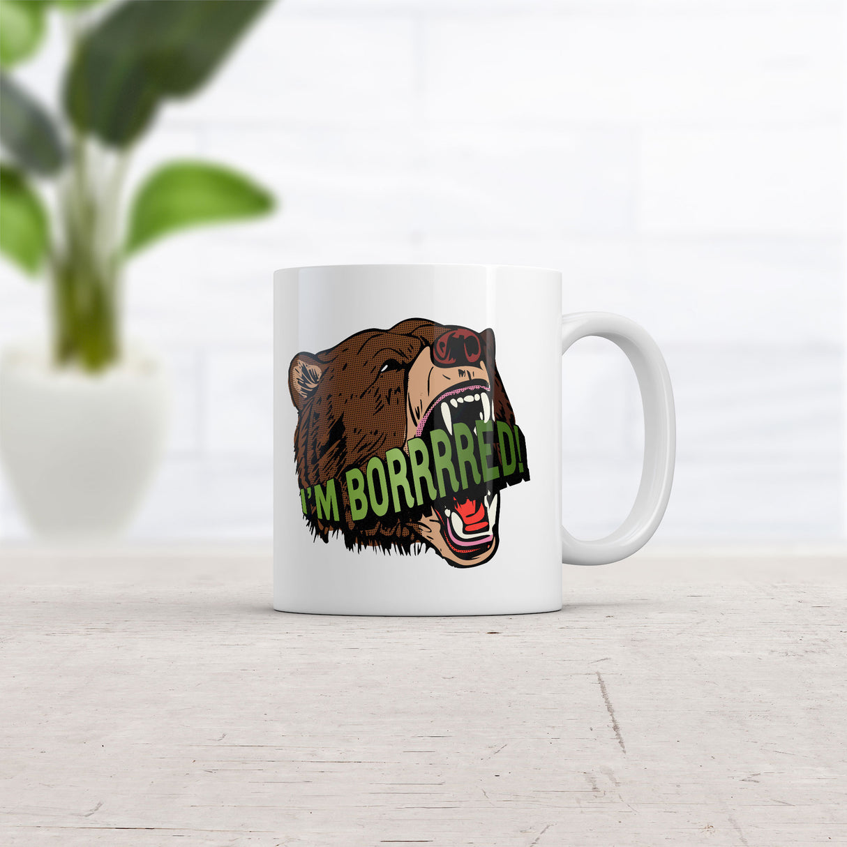 Im Bored Mug Funny Sarcastic Bear Graphic Novelty Coffee Cup-11oz