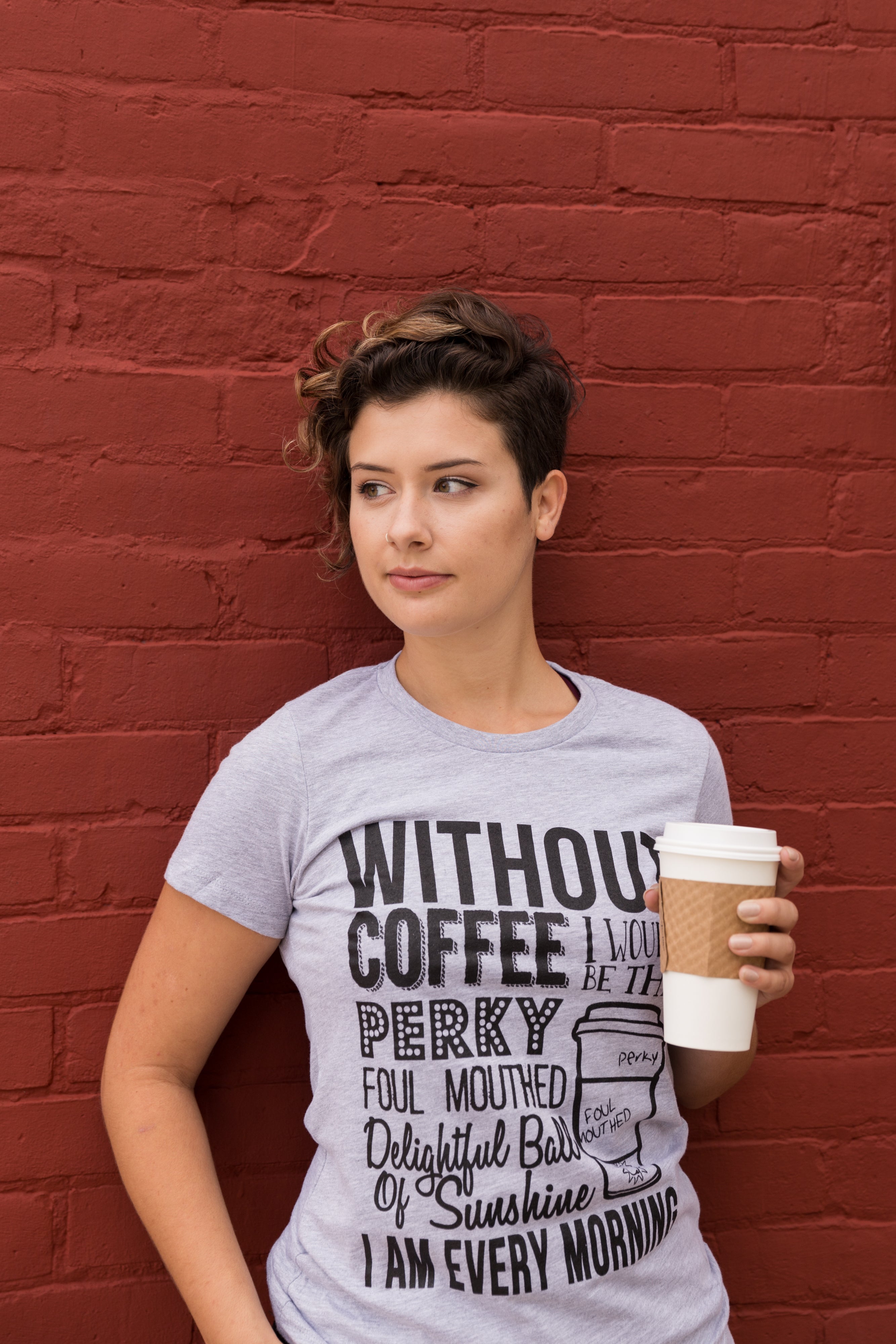 Womens Without Coffee I Wouldn t Be Funny T shirts Mocking Vintage Novelty T shirt 3XL Light Heather Grey