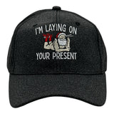 Im Laying On Your Present Hat Funny Sarcastic Christmas Sexy Santa Graphic Novelty Cap