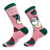 Men's Im Laying On Your Present Socks Funny Xmas Sexy Naked Santa Claus Joke Footwear