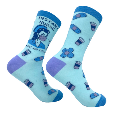 Women's Instant Nurse Just Add Coffee Socks Funny Nursing Caffeine Lovers Footwear
