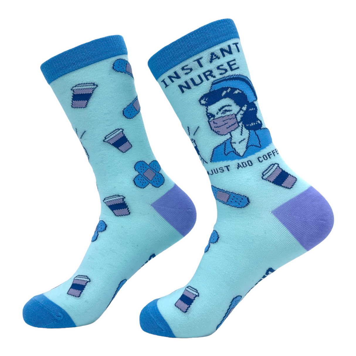 Women's Instant Nurse Just Add Coffee Socks Funny Nursing Caffeine Lovers Footwear