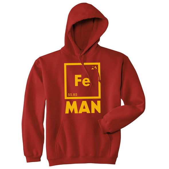 Mens Iron Science Hoodie Funny Geeky Nerdy Graphic Periodic Table Sweatshirt