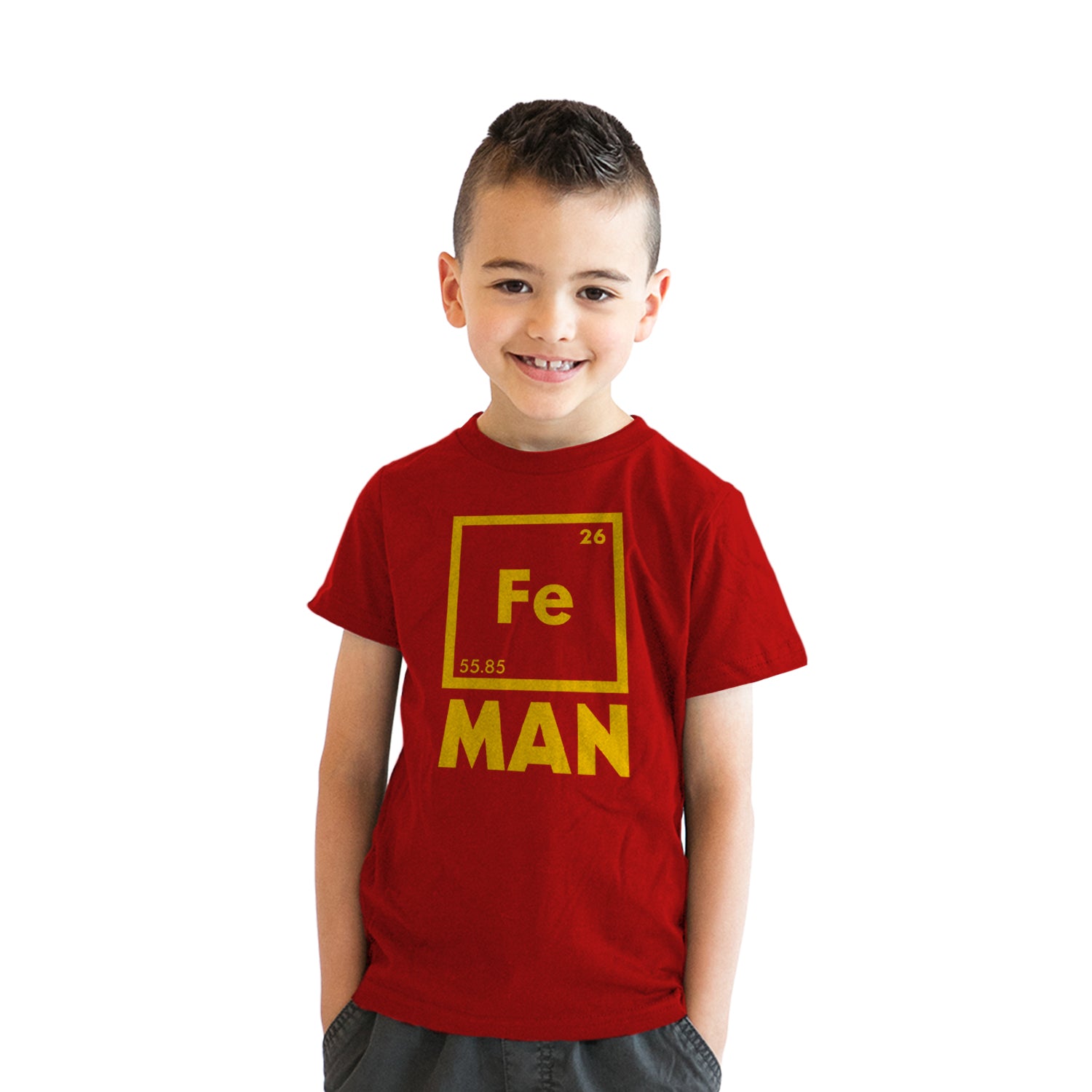 Youth Iron Science T shirt Cool Shirts Novelty Kids Funny T shirt Graphic Design L Red