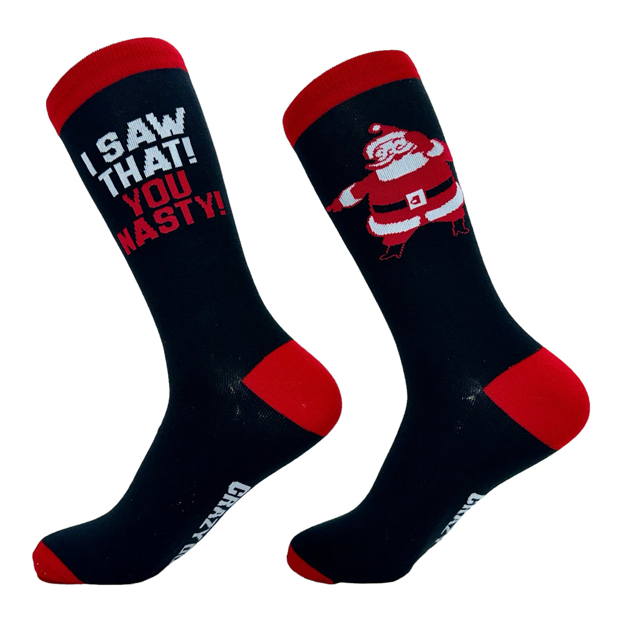 Men's I Saw That You Nasty Socks Funny Xmas Party Santa Claus Sees You Joke Footwear