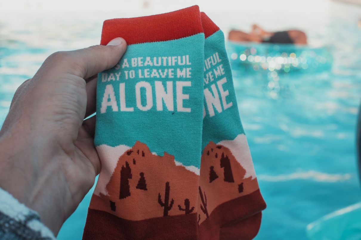 Men's It's A Beautiful Day To Leave Me Alone Socks Funny Desert Camping Graphic Footwear