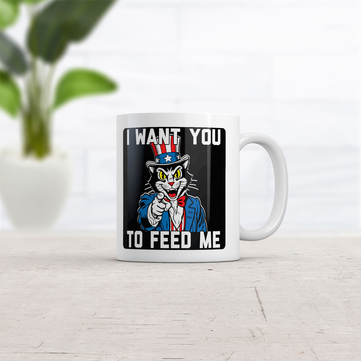 I Want You to Feed Me Mug Funny Sarcastic Fourth Of July Kitten Graphic Novelty Coffee Cup-11oz