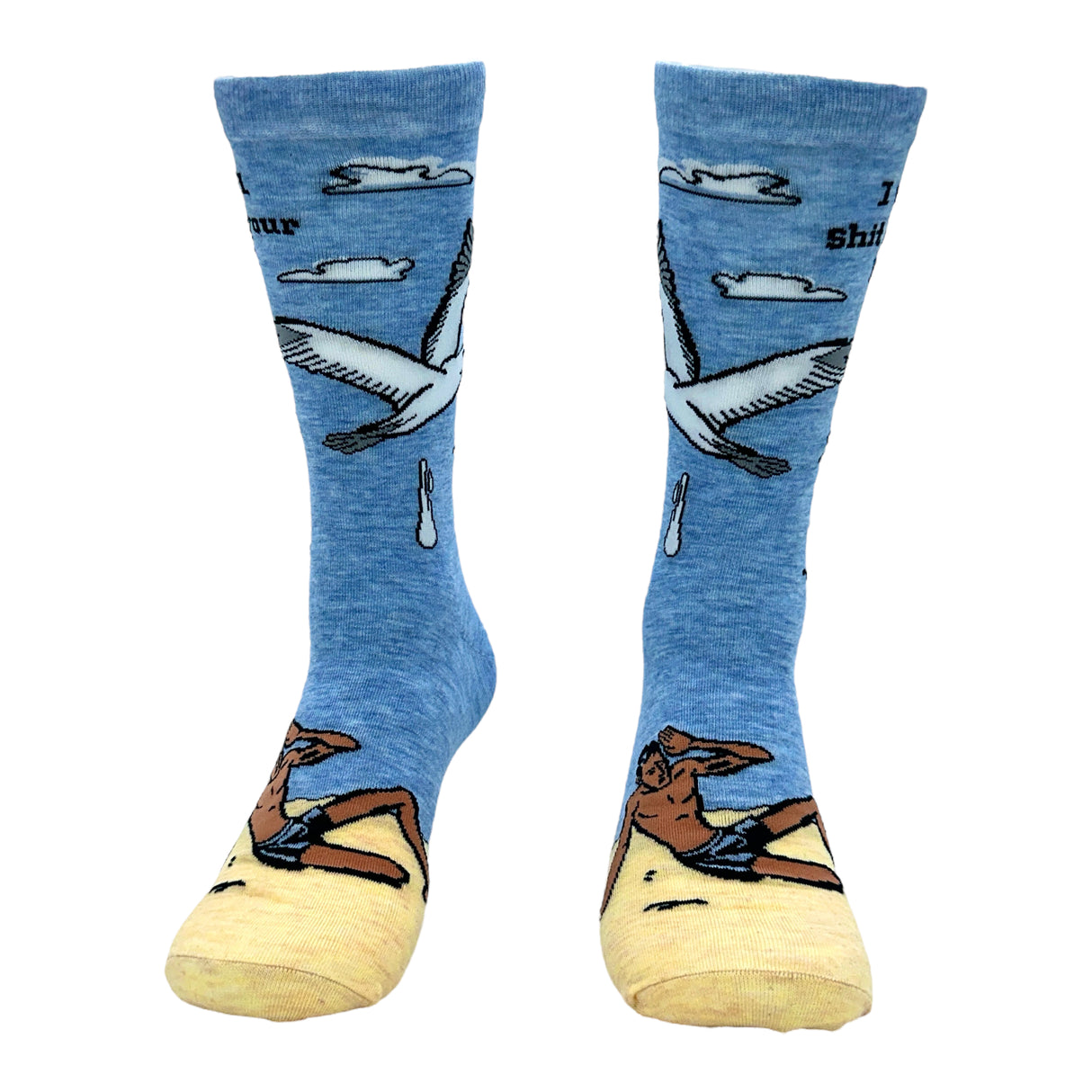 Men's I Will Shit On Your Head Socks Funny Offensive Seagull Beach Joke Footwear