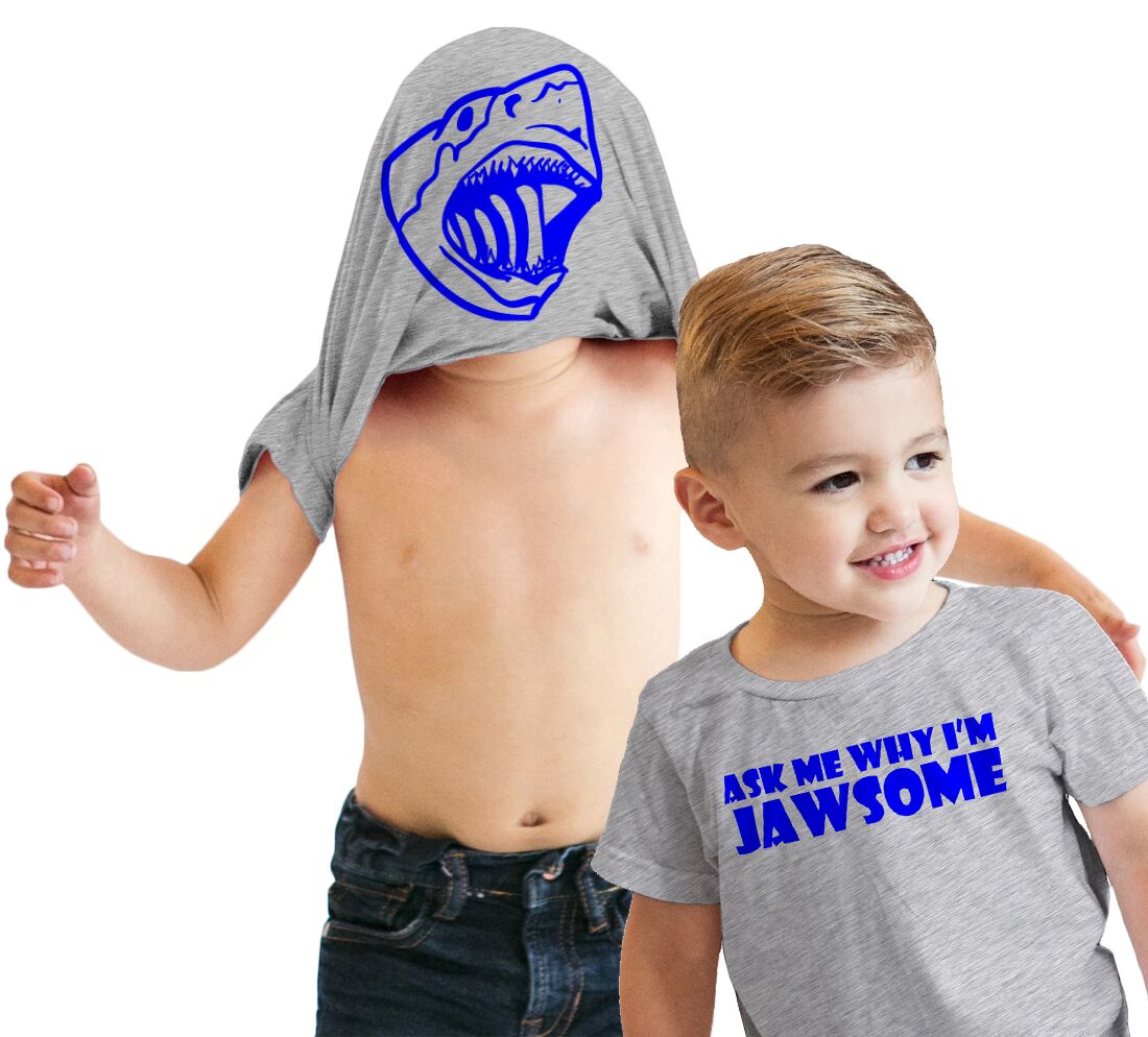 Toddler Ask Me Why Im Jawsome Jaws Shark Flip Up T shirt for Kids