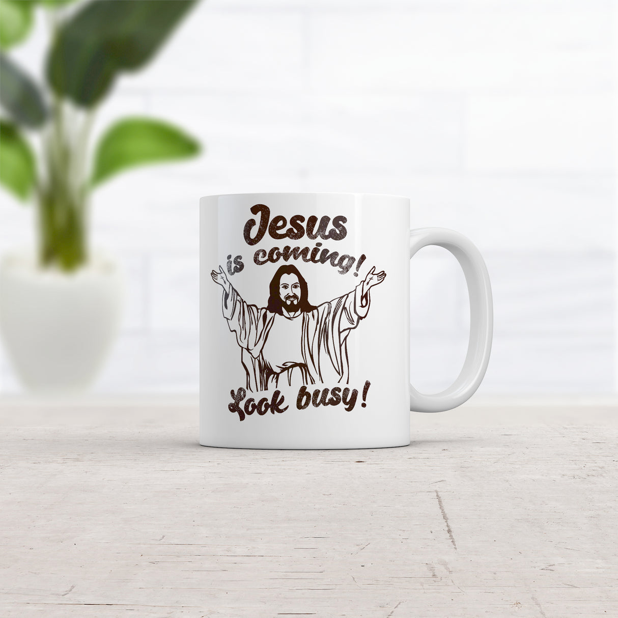 Jesus Is Coming Look Busy Mug Funny Sarcastic Religious Graphic Novelty Coffee Cup-11oz