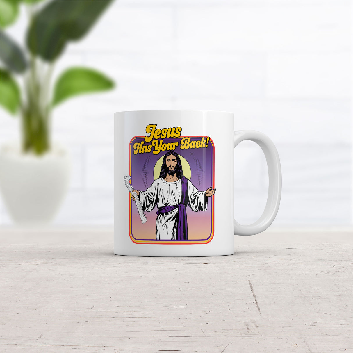 Jesus Has Your Back Mug Funny Sarcastic Religious Joke Graphic Novelty Coffee Cup-11oz