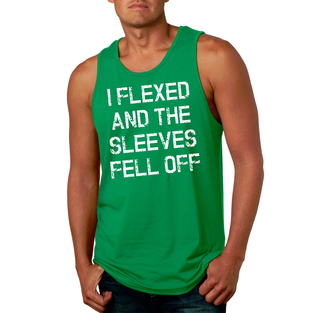 Mens I Flexed and the Sleeves Fell Off Tank Top Funny Sleeveless Gym Workout Shirt