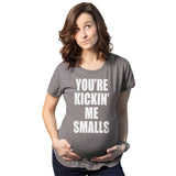 Maternity Kicking Me Smalls Funny T shirt Pregnancy Announcement Novelty Tee