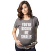 Maternity Kicking Me Smalls Funny T shirt Pregnancy Announcement Novelty Tee