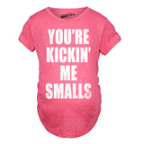 Maternity Kicking Me Smalls Funny T shirt Pregnancy Announcement Novelty Tee