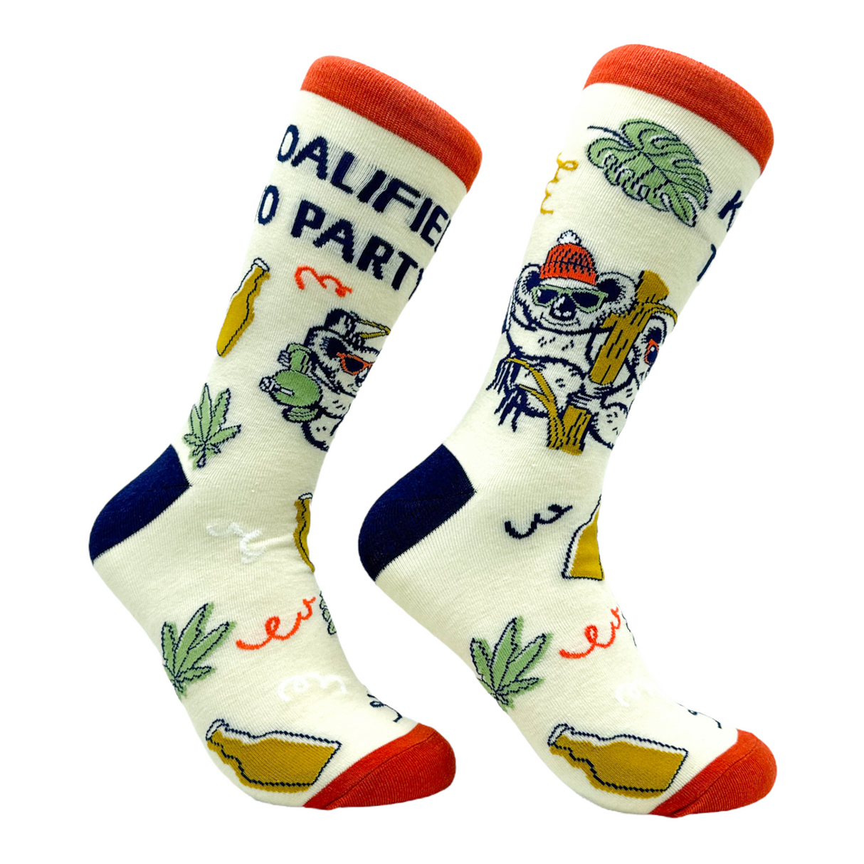 Women's Koalified To Party Socks Funny Partying Drinking Smoking Koala Joke Footwear