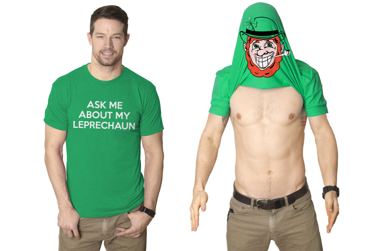 Ask Me About My Leprechaun Flip Men's Tshirt