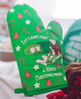 Let's Bake Stuff And Watch Christmas Movies Oven Mitt Funny Holiday Baking Tradition Festive Kitchen Glove