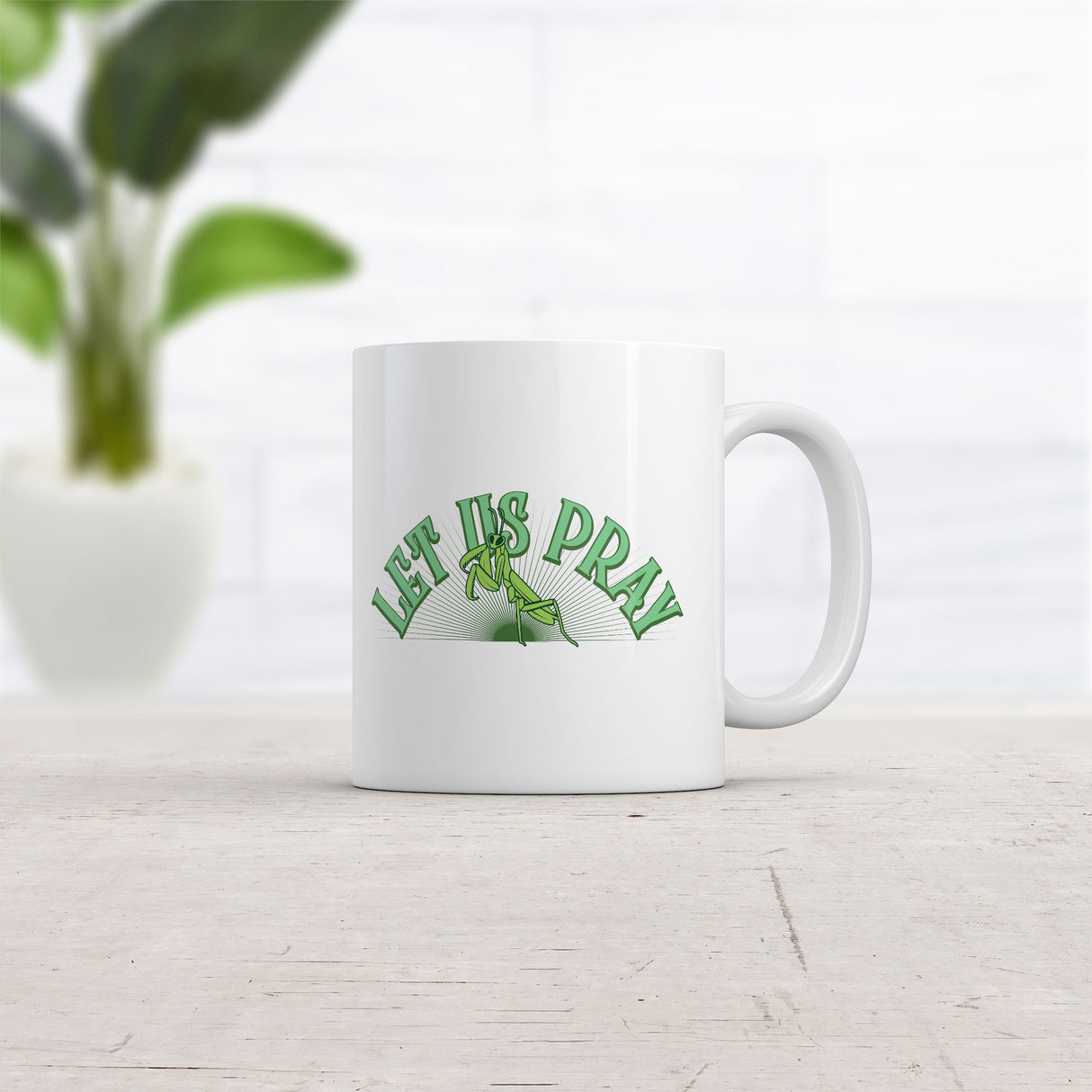 Let Us Pray Mug Funny Sarcastic Praying Mantis Graphic Novelty Coffee Cup-11oz